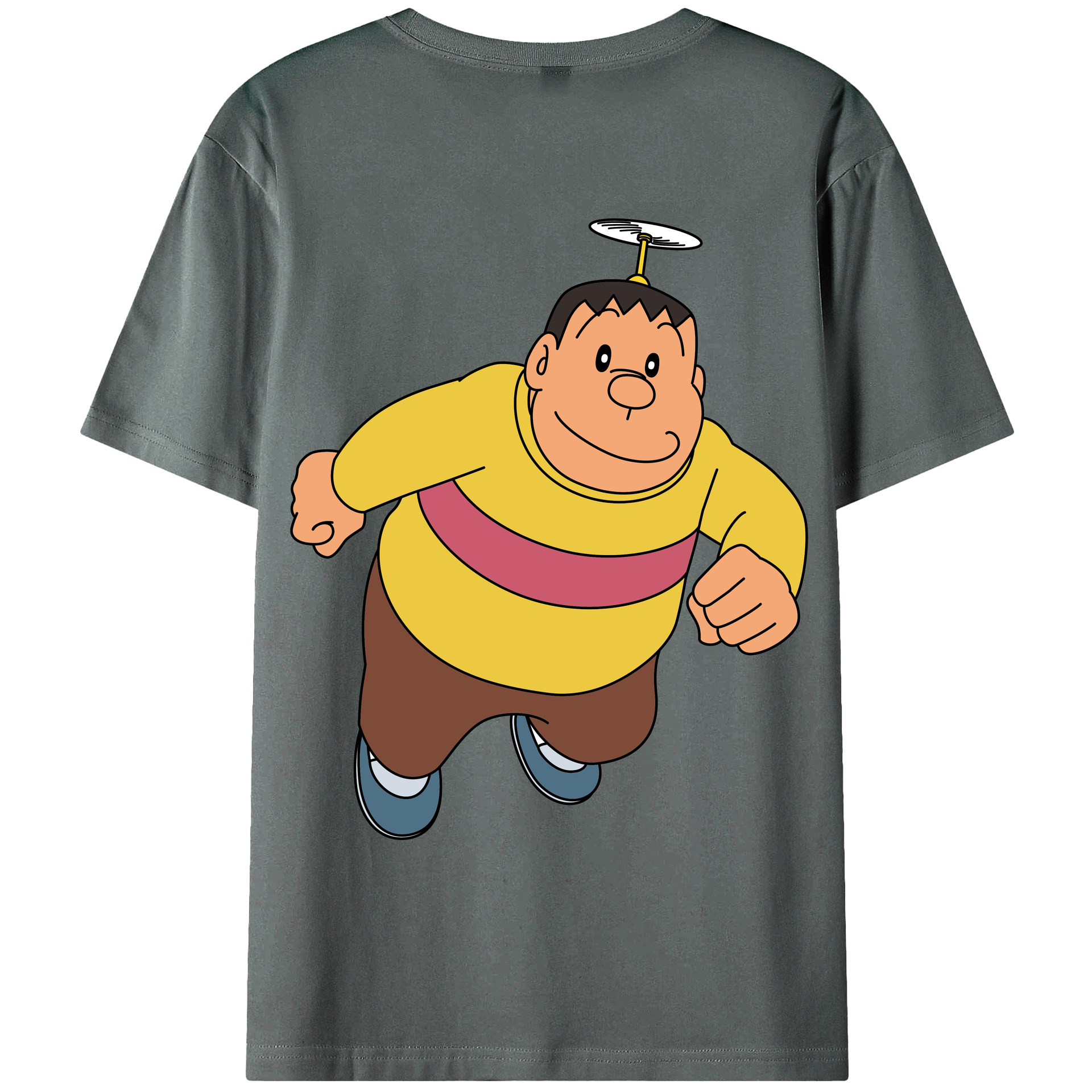 （画像用） ドラえもん 剛田武 Doraemon Gouta Takeshi 綿100％ メンズ半袖Tシャツ（バックプリント） 通気性